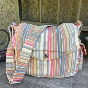 Vintage 90''s 2000's Fossil; Multi Color Striped Women Shoulder, Cross Body Bag